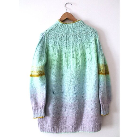 Anthropologie Perri Ombre Tunic Sweater / Small / Mint Purple Wool Alpaca Long - Picture 5 of 11
